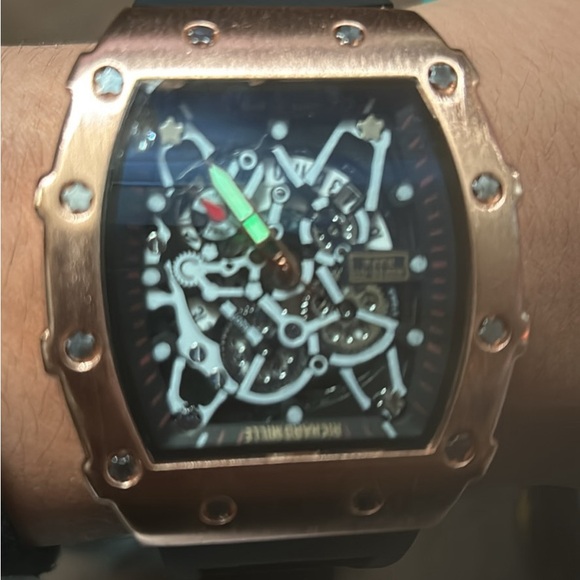 Luxury Skeleton Watch with Black Strap